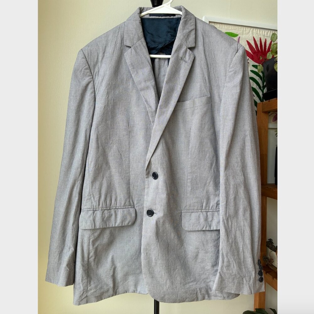 Reiss Men's Navy & White Micro Pattern Blazer - Size 42